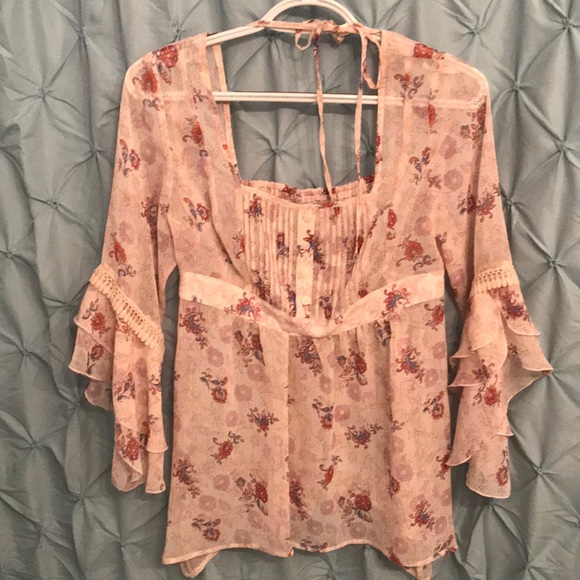 Tops - Sheer Floral Blouse